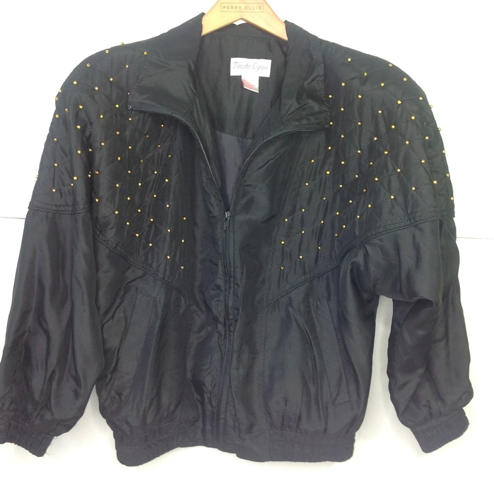 Vintage Black Silk Jogging Suit Rhoda Lynn Track